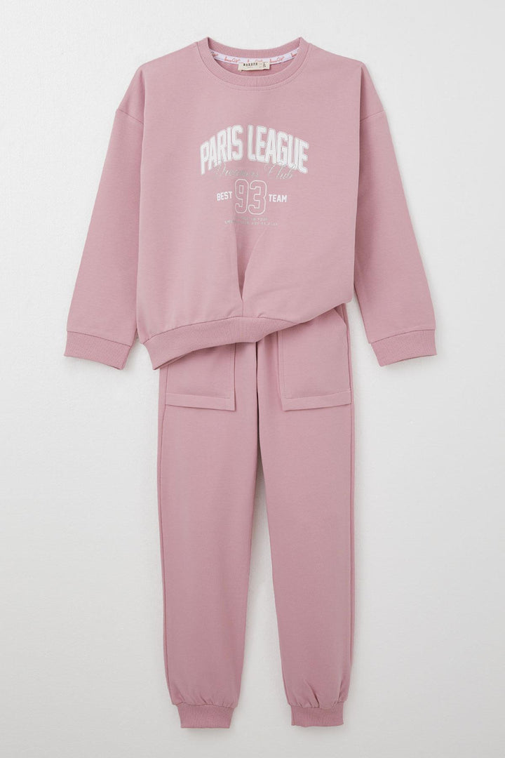 BRE Breeze Girl Child Tracksuit League Themed Front V Stitched 50 Years, Pink - Enid