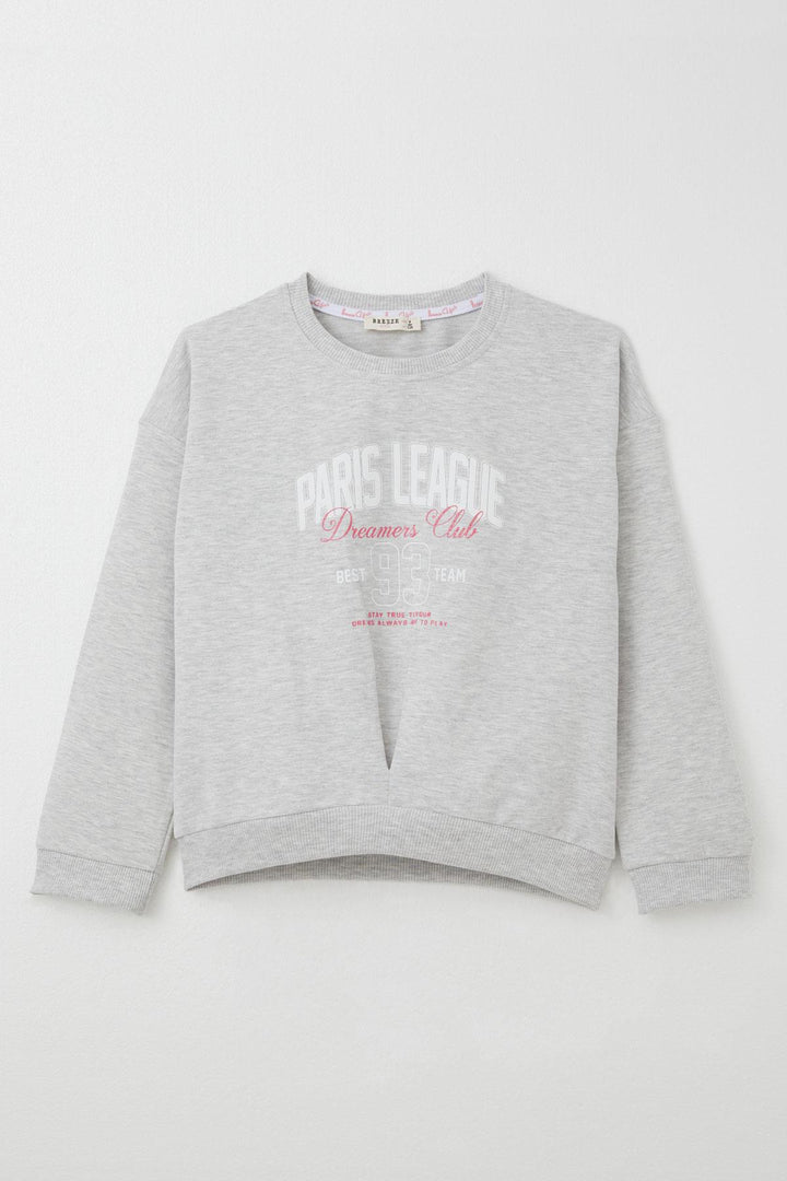 BRE Breeze Girl Child Tracksuit League Themed Front V Stitched 50 Years, Light Grey Melange - Martinez