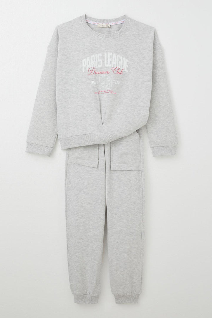 BRE Breeze Girl Child Tracksuit League Themed Front V Stitched 50 Years, Light Grey Melange - Martinez