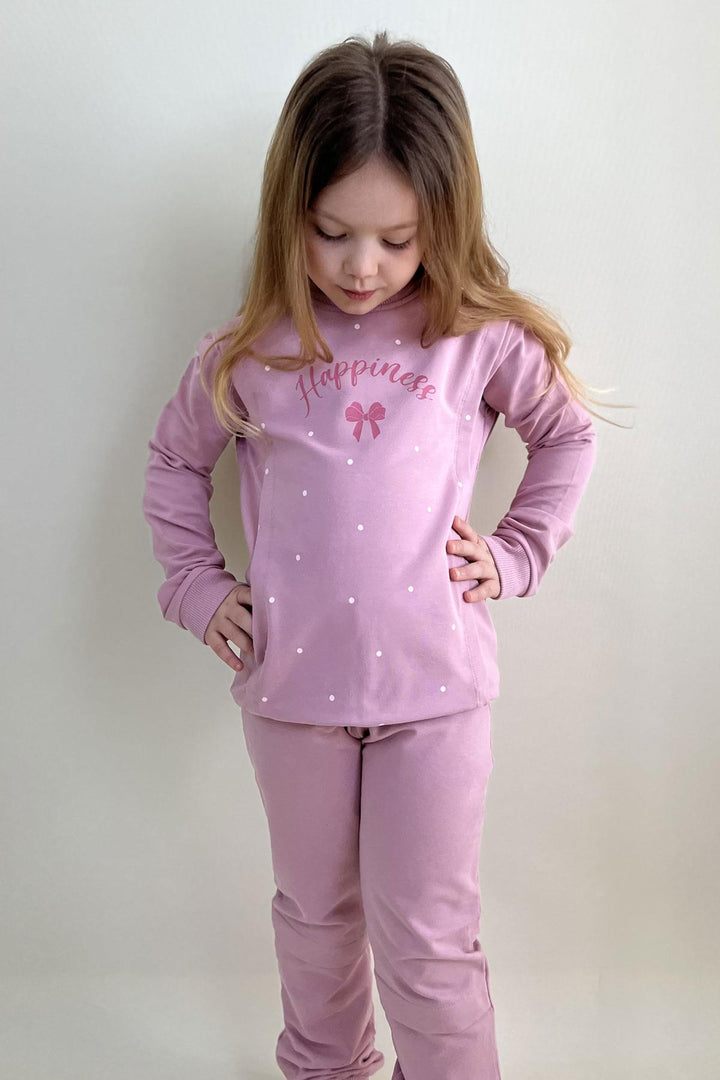 BRE Breeze Girl Child Tracksuit Happiness Themed Polka Dot Patterned 4-8 Years, Rose Pink - Colmenar Viejo