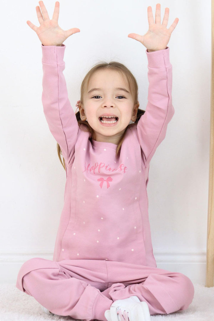 BRE Breeze Girl Child Tracksuit Happiness Themed Polka Dot Patterned 4-8 Years, Rose Pink - Colmenar Viejo