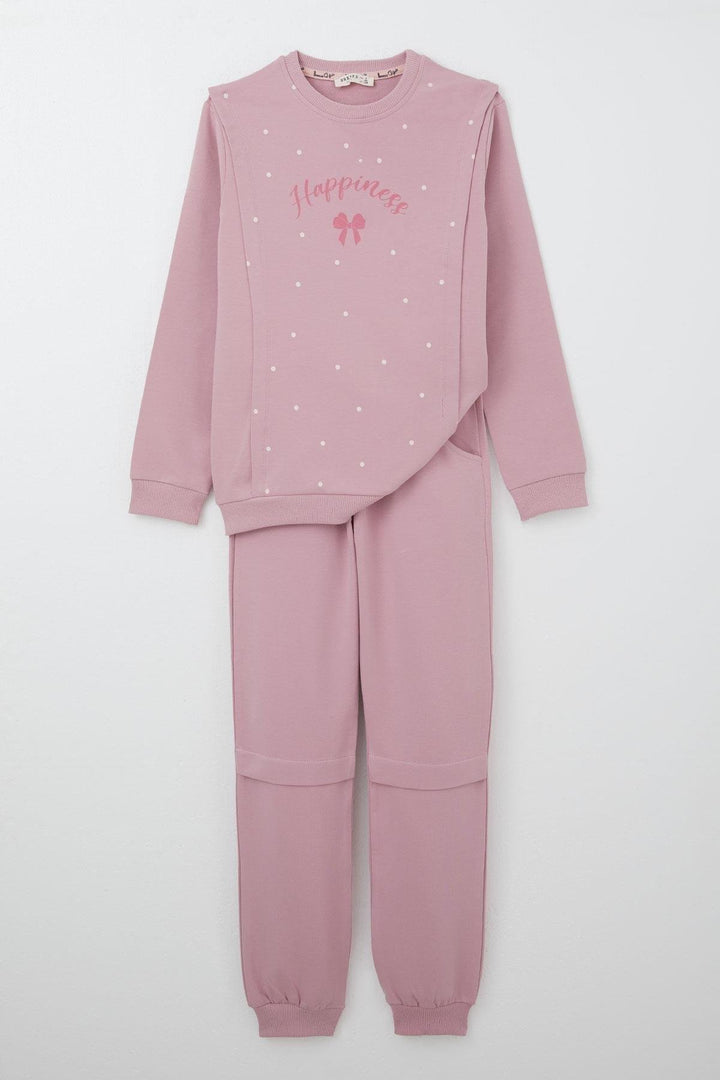 BRE Breeze Girl Child Tracksuit Happiness Themed Polka Dot Patterned 4-8 Years, Rose Pink - Colmenar Viejo