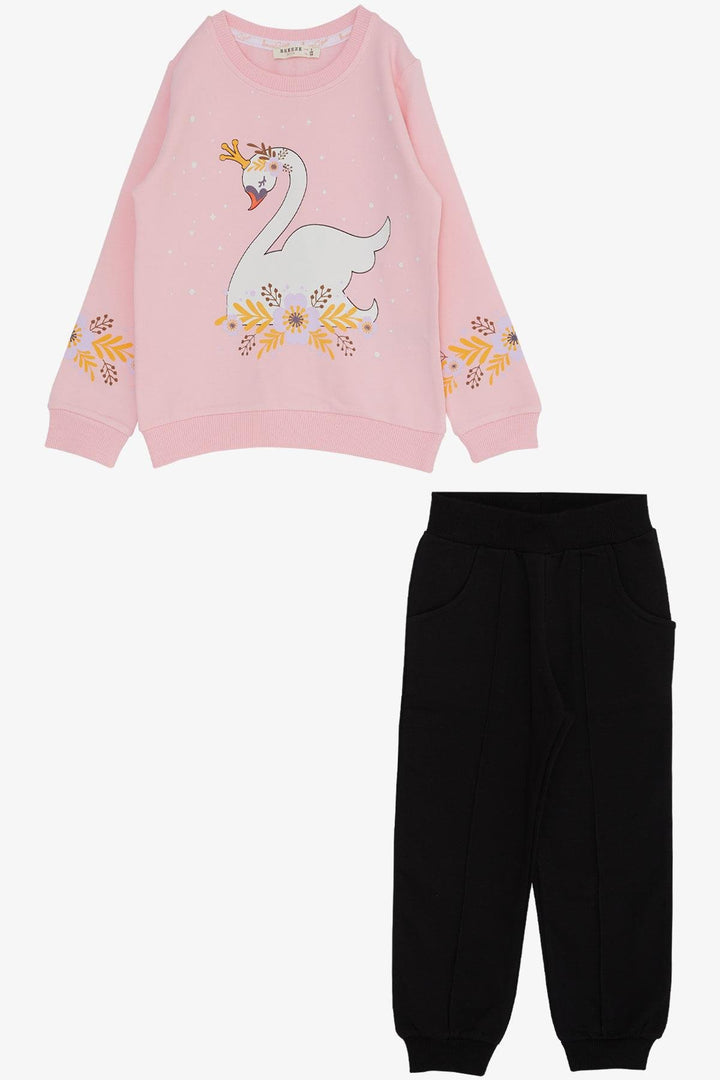 BRE Breeze Girl's Sweat Suit Princess Swan Printed Floral 3-8 Years, Pink - Villa Victoria