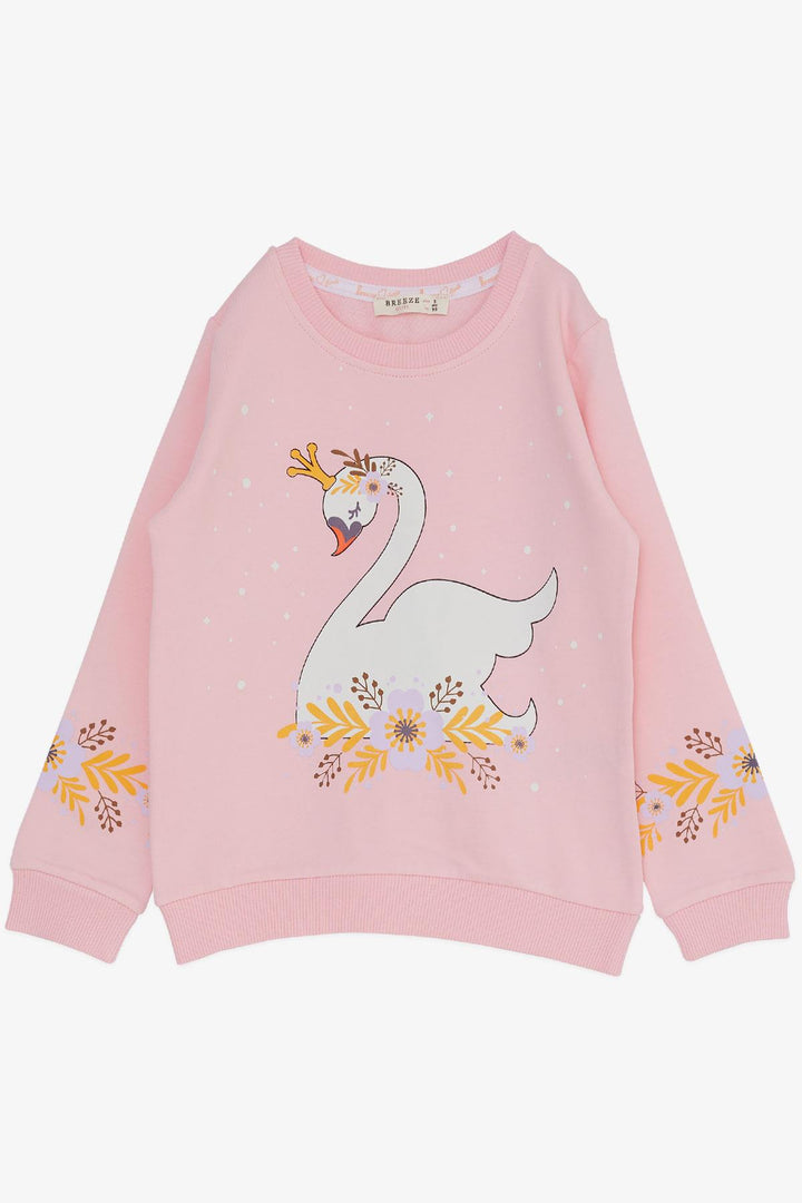 BRE Breeze Girl's Sweat Suit Princess Swan Printed Floral 3-8 Years, Pink - Villa Victoria