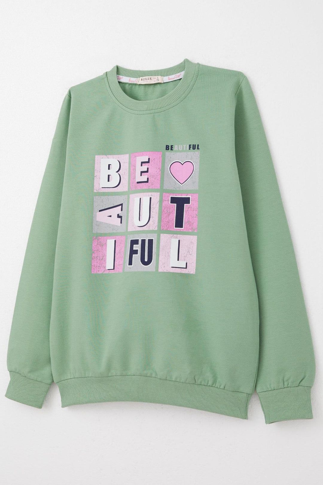 BRE Breeze Girl's Tracksuit Colorful Printed with Writing 82 Years, Mint Green - Springfield