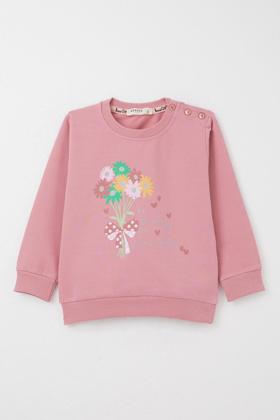 BRE Breeze Girl Child Tracksuit Colorful Flower Bouquet Printed 1.5-5 Years, Rose Pink - Paredes