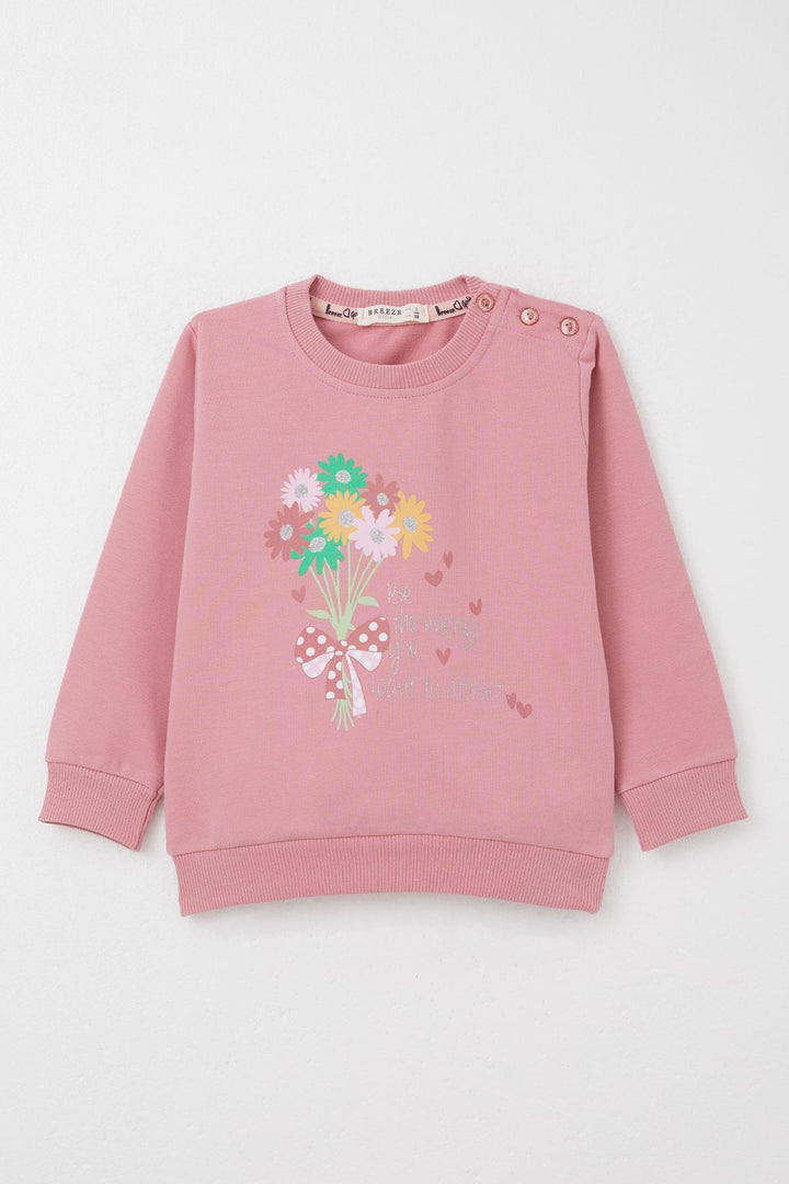 BRE Breeze Girl Child Tracksuit Colorful Flower Bouquet Printed 1.5-5 Years, Rose Pink - Paredes