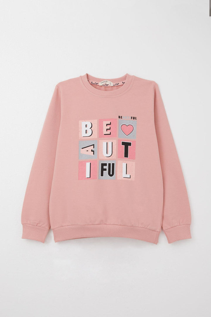 BRE Breeze Girl's Tracksuit Colorful Printed with Text 82 Years, Rose Pink - Palm Harbor