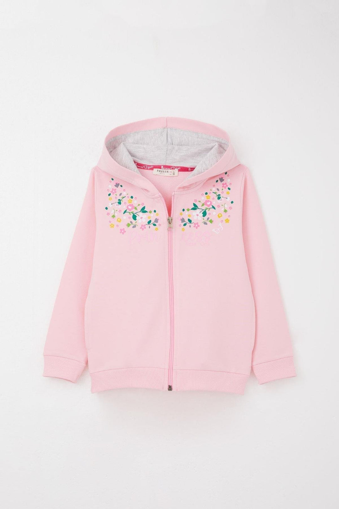 BRE Breeze Girl Child Tracksuit Colorful Flower Patterned Zippered 1.5-5 Years, Pink - Yonkers