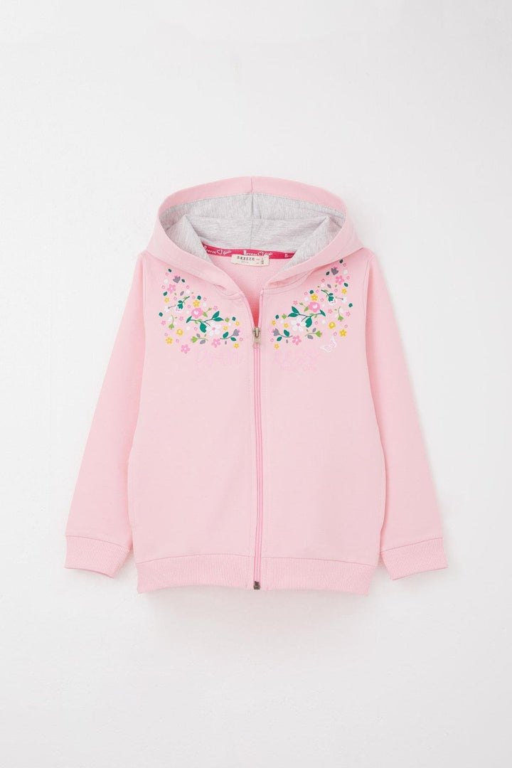 BRE Breeze Girl Child Tracksuit Colorful Flower Patterned Zippered 1.5-5 Years, Pink - Yonkers