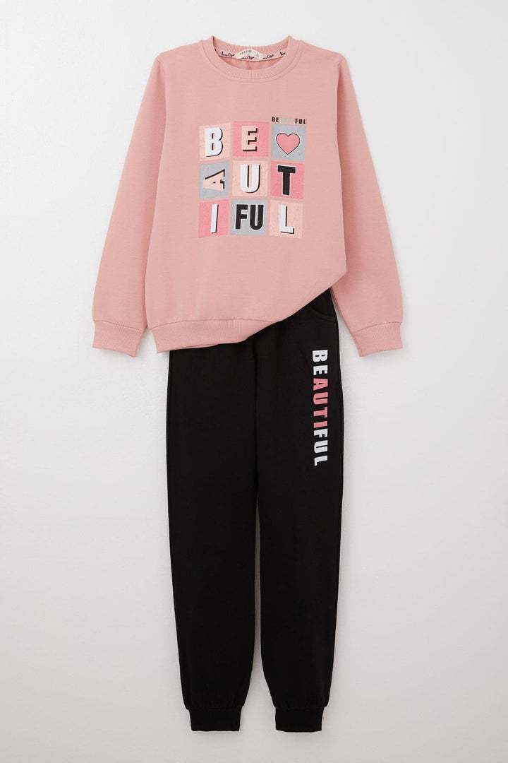 BRE Breeze Girl's Tracksuit Colorful Printed with Text 82 Years, Rose Pink - Palm Harbor