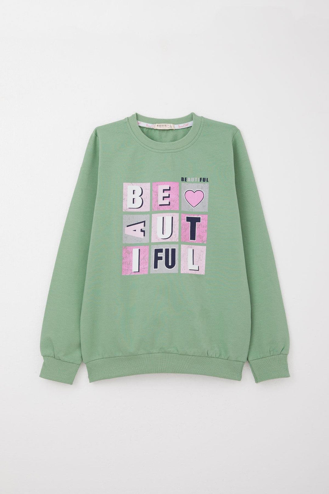 BRE Breeze Girl's Tracksuit Colorful Printed with Writing 82 Years, Mint Green - Springfield