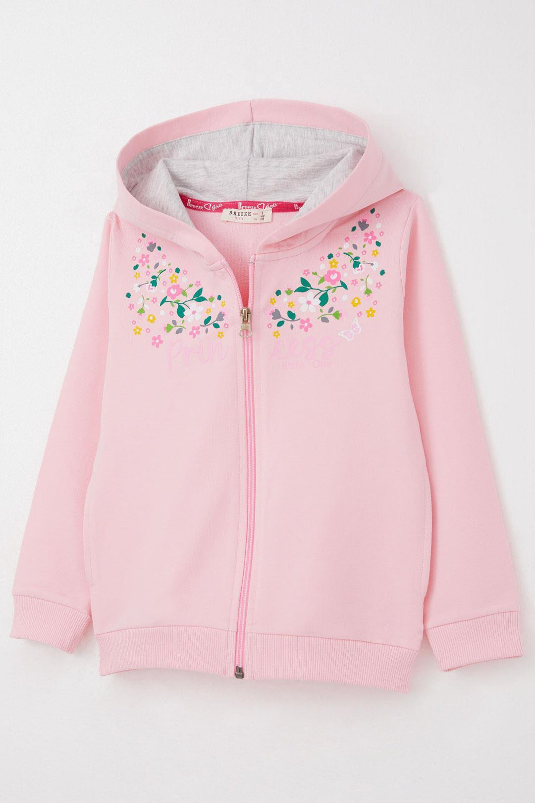 BRE Breeze Girl Child Tracksuit Colorful Flower Patterned Zippered 1.5-5 Years, Pink - Yonkers