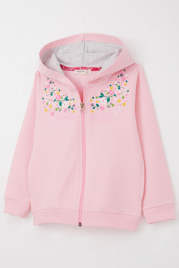 BRE Breeze Girl Child Tracksuit Colorful Flower Patterned Zippered 1.5-5 Years, Pink - Yonkers