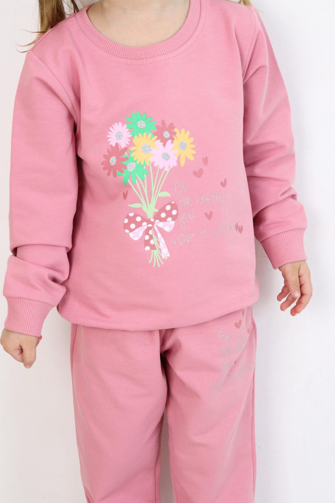BRE Breeze Girl Child Tracksuit Colorful Flower Bouquet Printed 1.5-5 Years, Rose Pink - Paredes