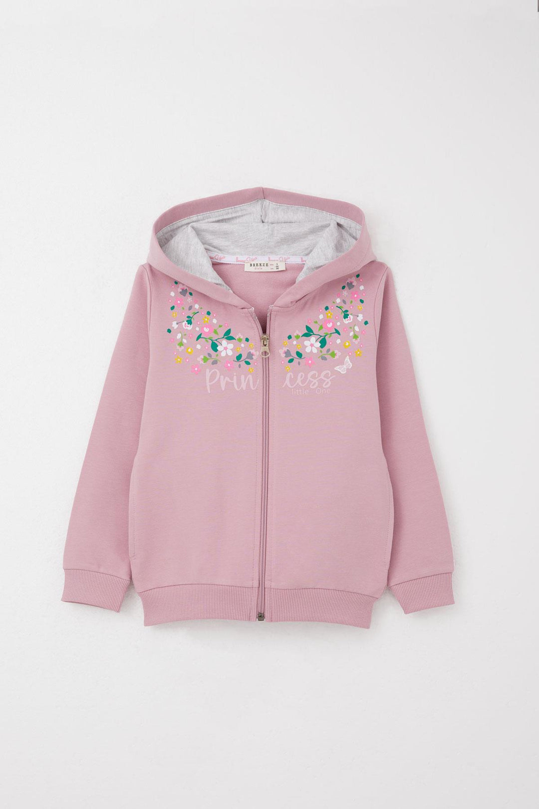BRE Breeze Girl Child Tracksuit Colorful Flower Patterned Zippered 1.5-5 Years, Rose Pink - San Juan