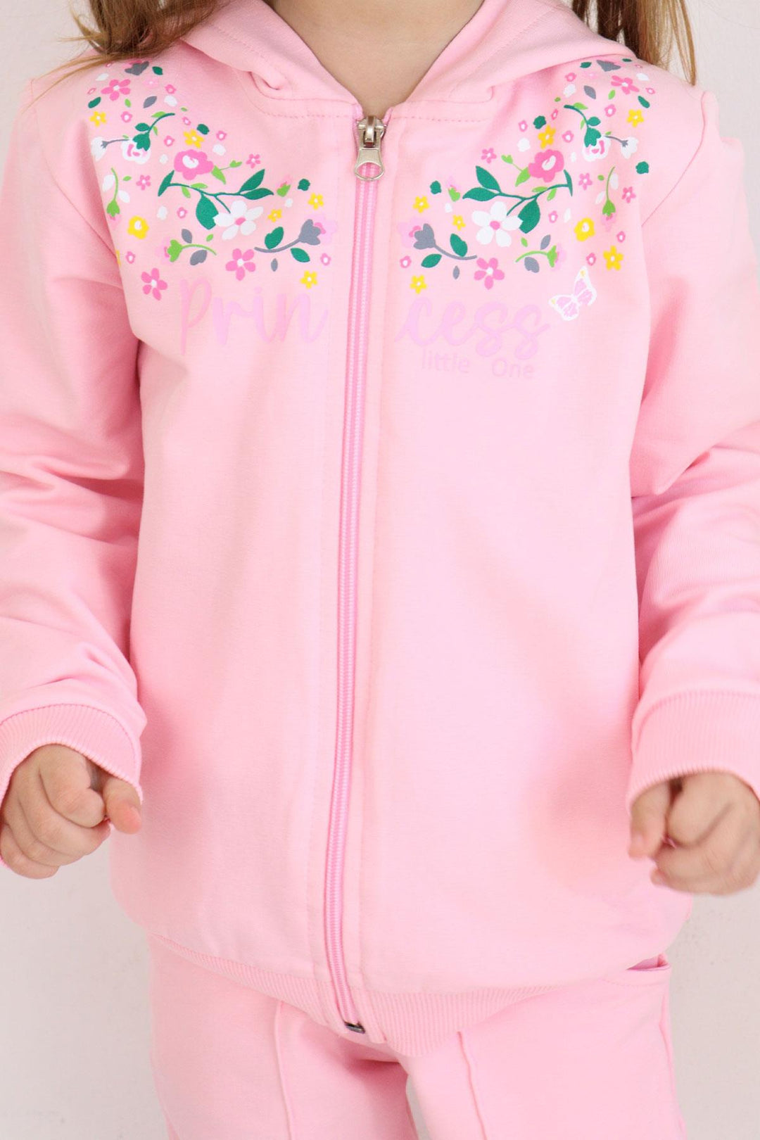 BRE Breeze Girl Child Tracksuit Colorful Flower Patterned Zippered 1.5-5 Years, Pink - Yonkers