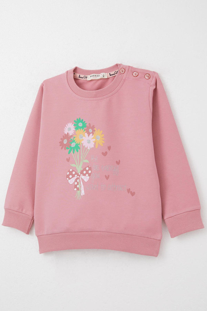BRE Breeze Girl Child Tracksuit Colorful Flower Bouquet Printed 1.5-5 Years, Rose Pink - Paredes