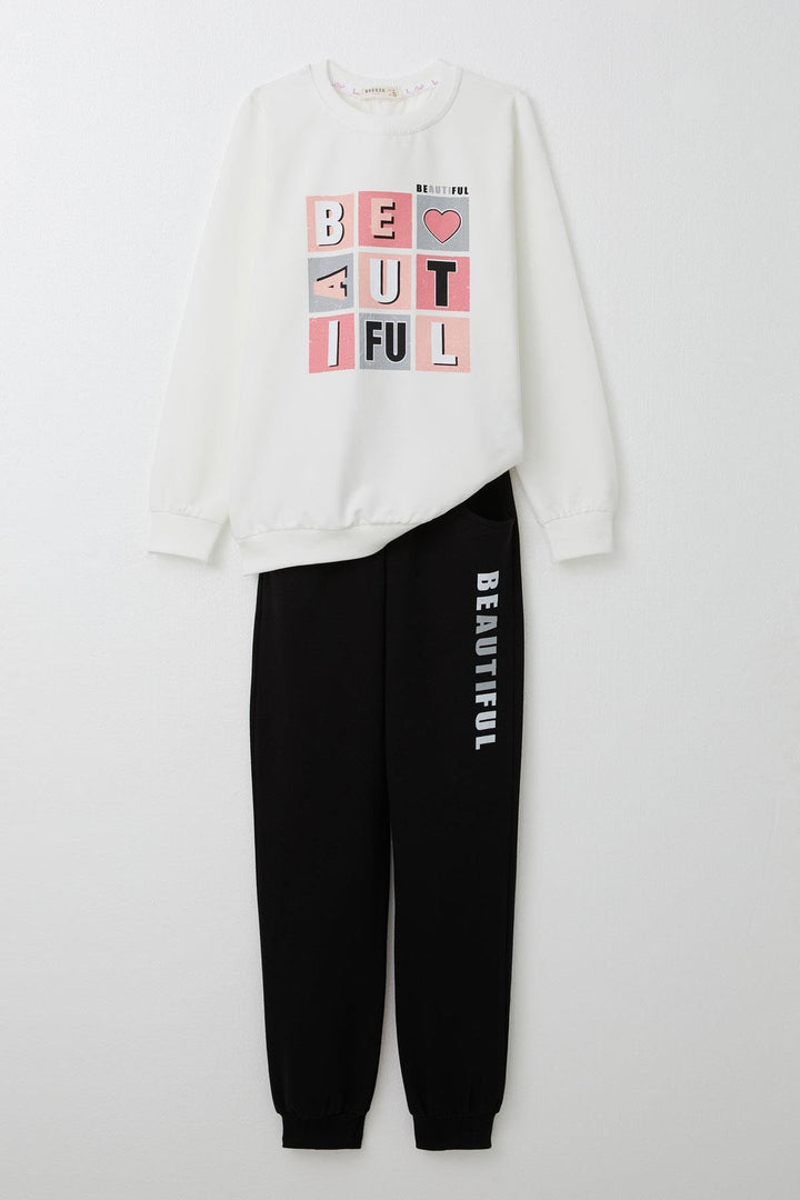 BRE Breeze Girl's Tracksuit Colorful Printed with Text 82 Years, White - Lodi