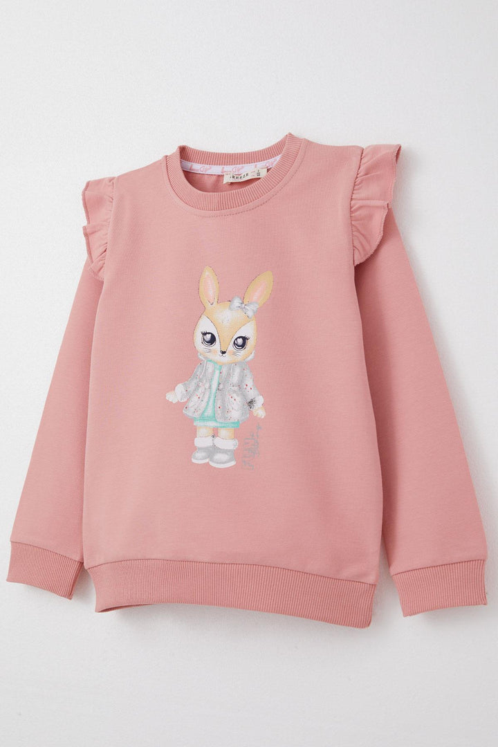 BRE Breeze Girl's Tracksuit with Cute Bunny Print, 3-8 Years Old, Pink - Mira