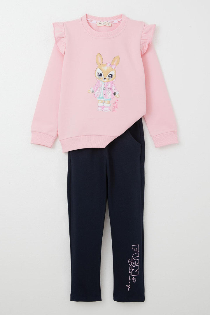 BRE Breeze Girl's Tracksuit with Cute Bunny Print, 3-8 Years, Pink - Ieper