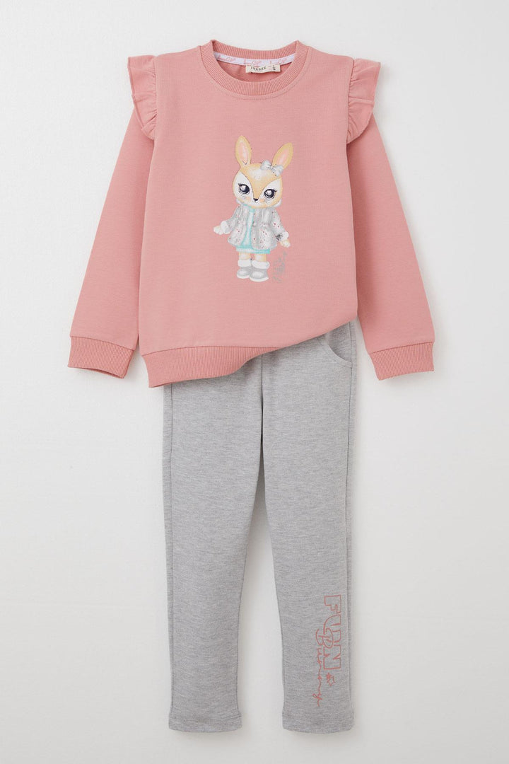 BRE Breeze Girl's Tracksuit with Cute Bunny Print, 3-8 Years Old, Pink - Mira
