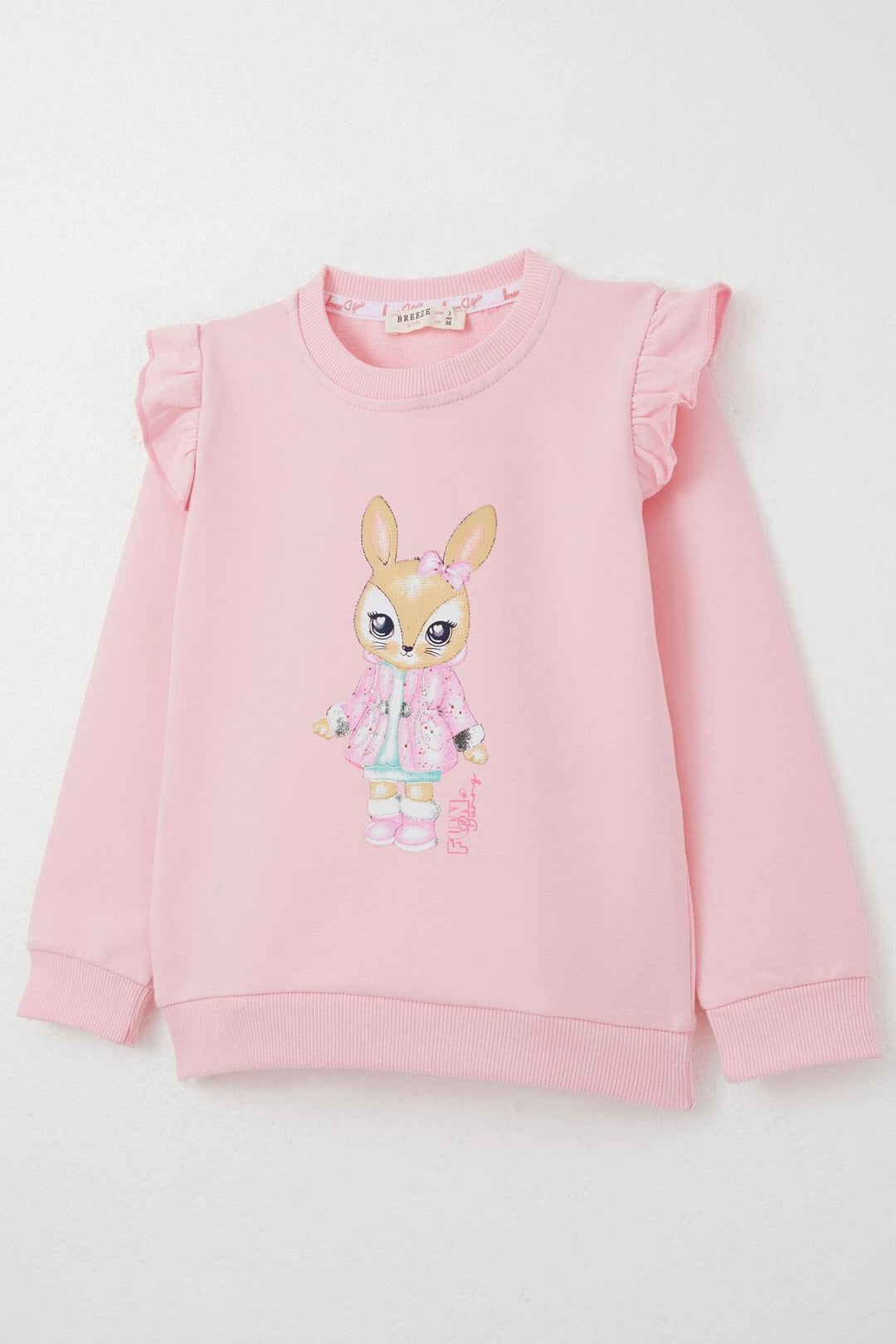 BRE Breeze Girl's Tracksuit with Cute Bunny Print, 3-8 Years, Pink - Ieper