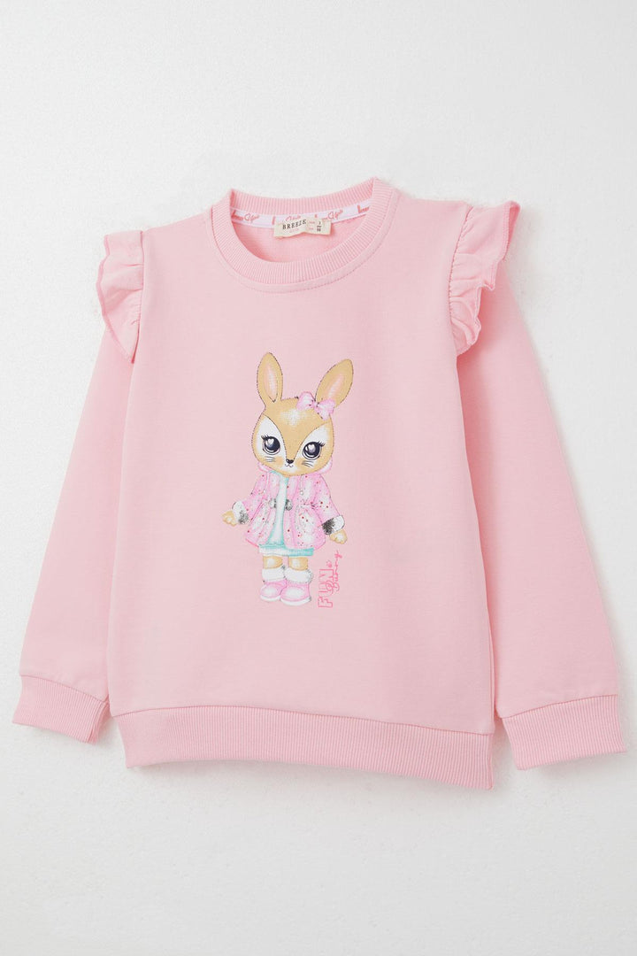 BRE Breeze Girl's Tracksuit with Cute Bunny Print, 3-8 Years, Pink - Ieper