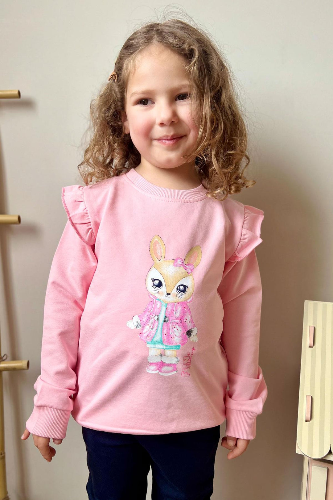 BRE Breeze Girl's Tracksuit with Cute Bunny Print, 3-8 Years, Pink - Ieper