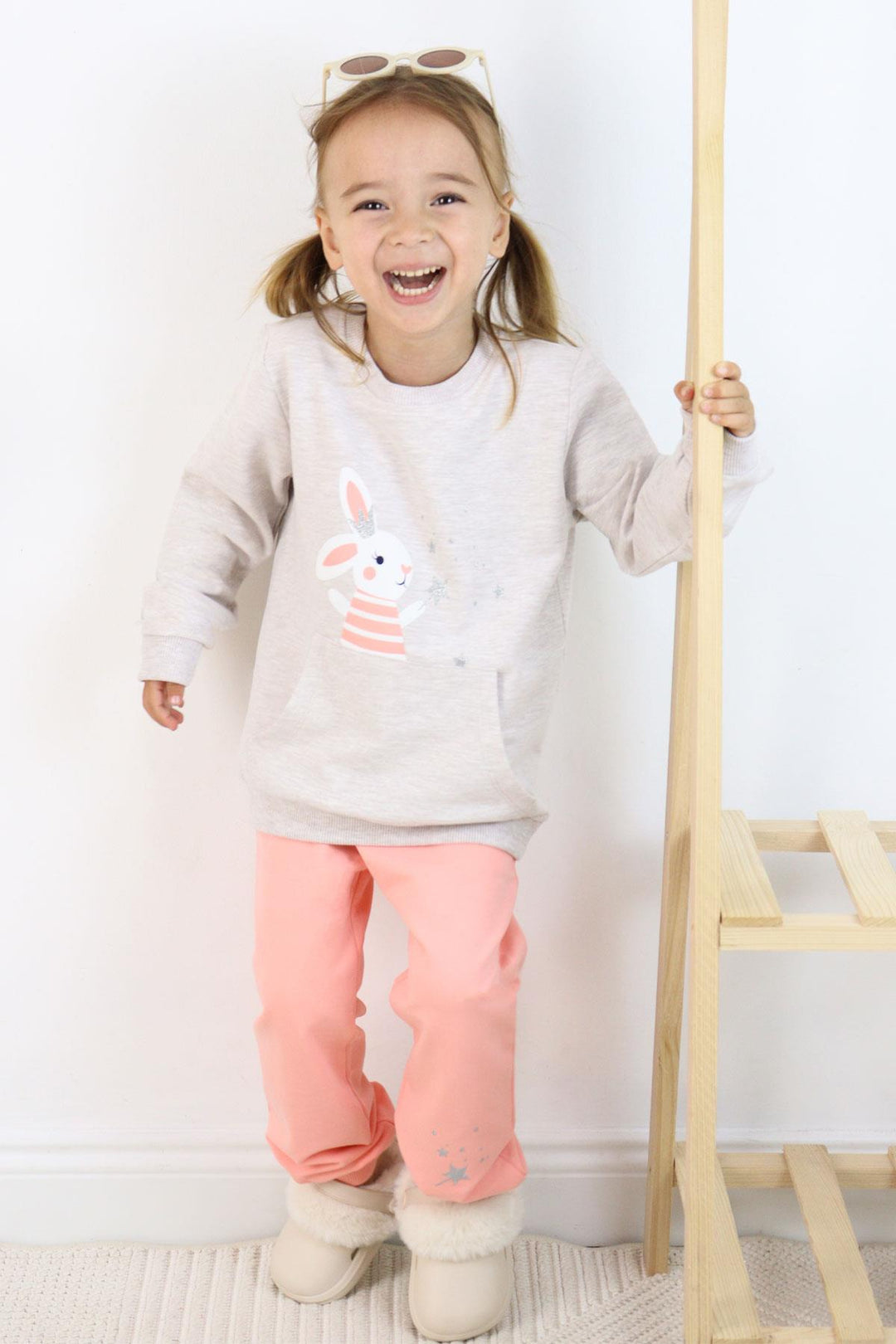 BRE Breeze Girl Child Tracksuit Cute Magician Bunny Printed 1-4 Years, Beige Melange - Newton