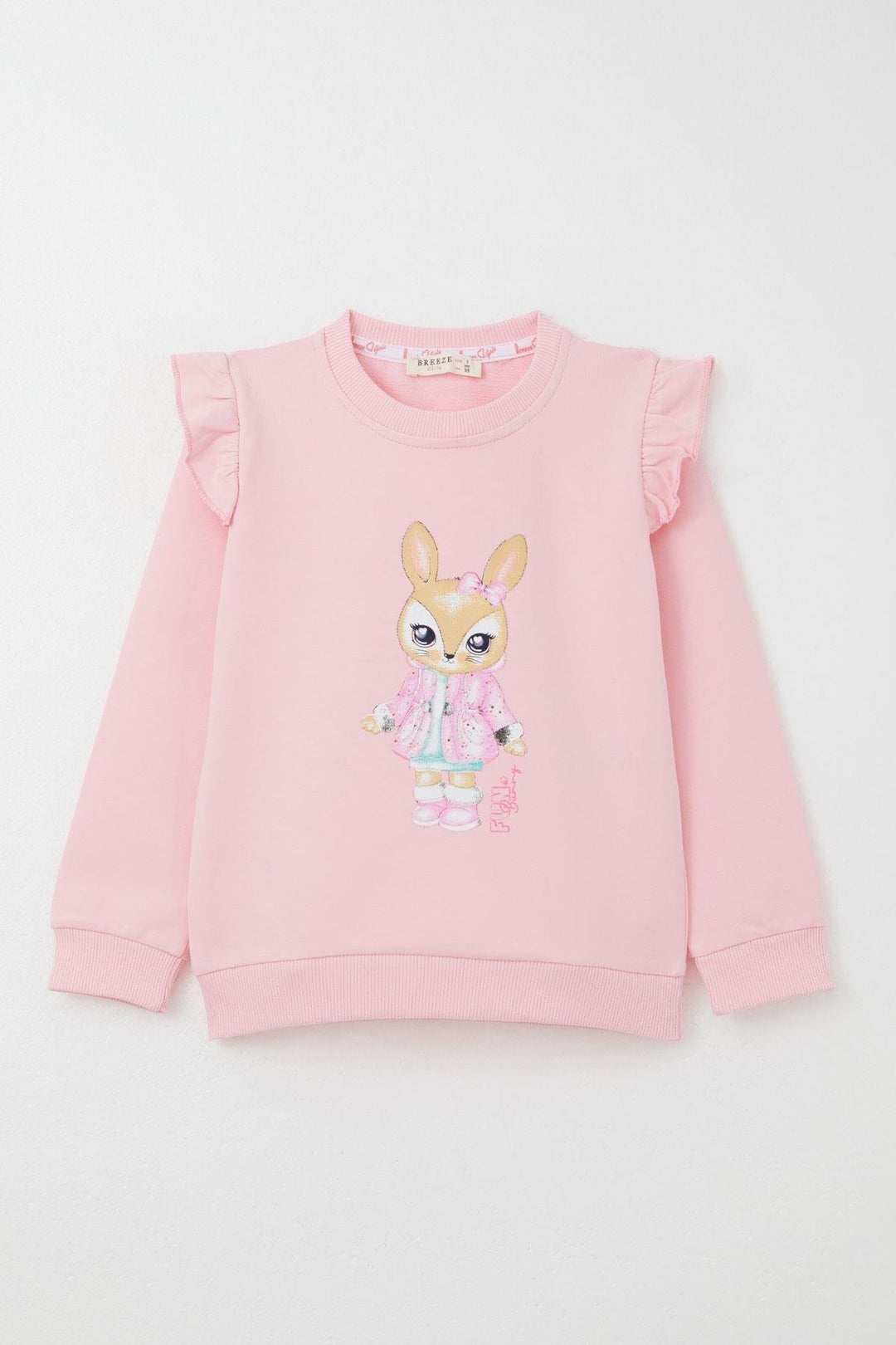 BRE Breeze Girl's Tracksuit with Cute Bunny Print, 3-8 Years, Pink - Ieper