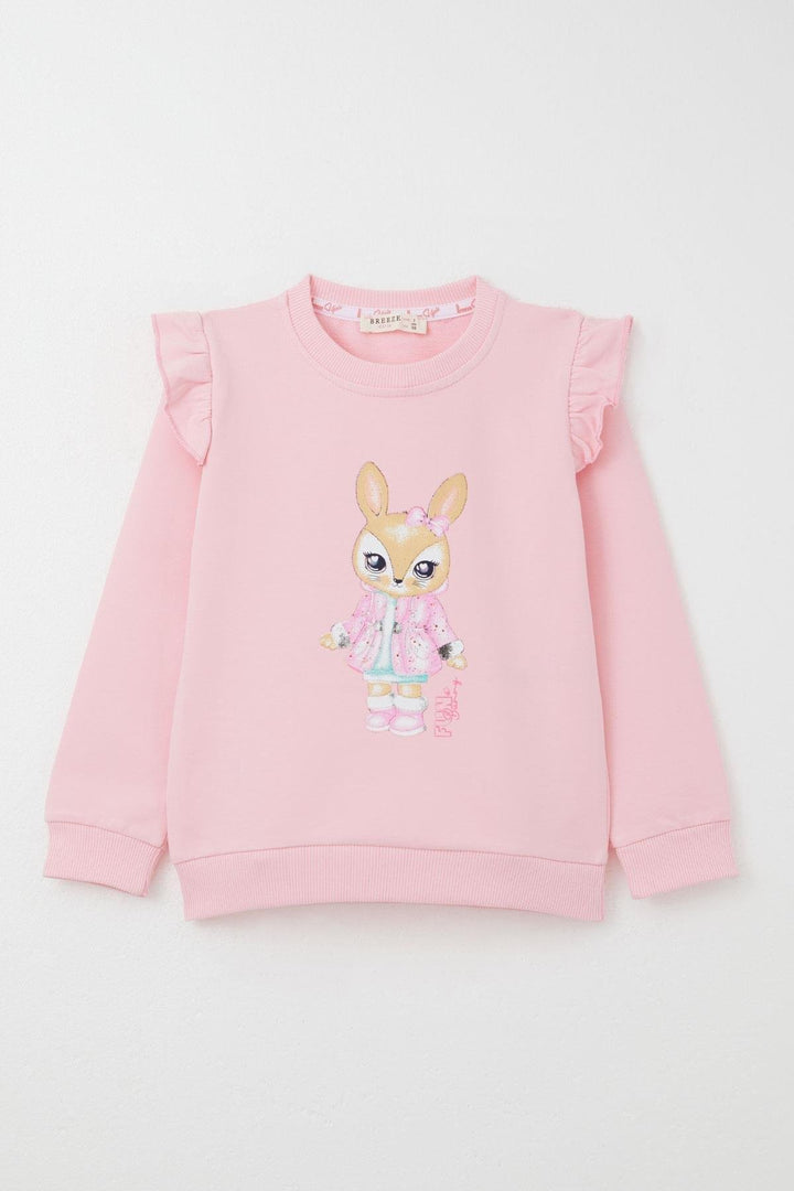 BRE Breeze Girl's Tracksuit with Cute Bunny Print, 3-8 Years, Pink - Ieper