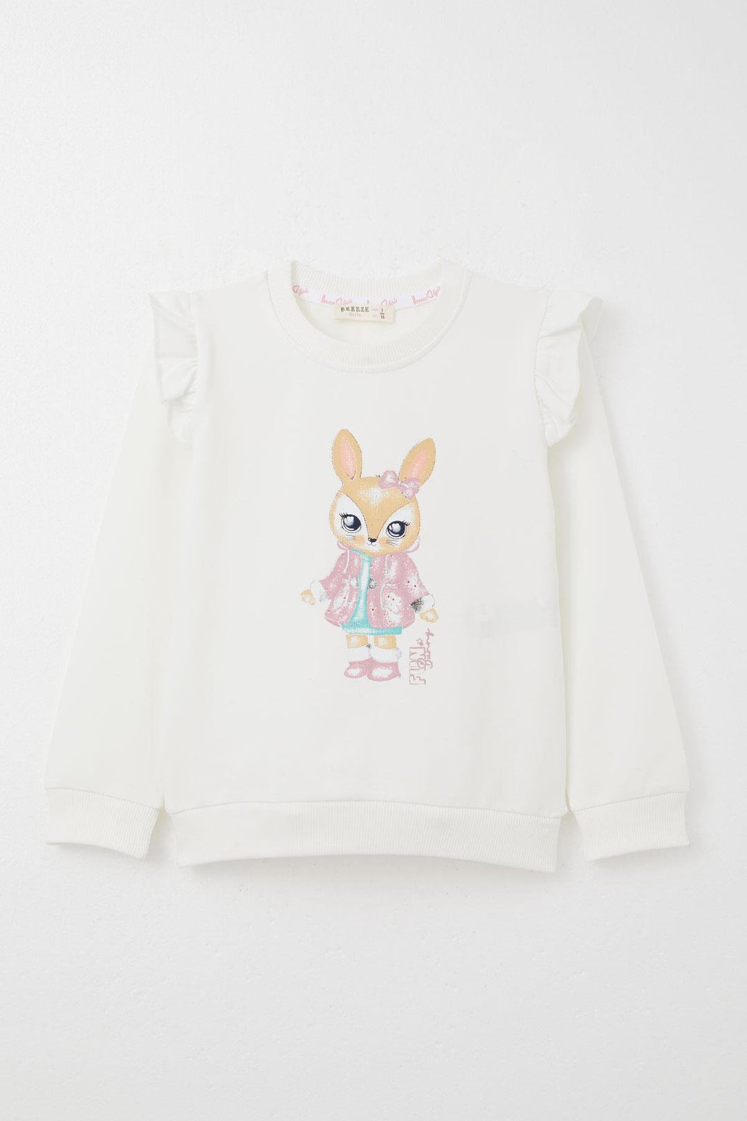 BRE Breeze Girl Child Tracksuit Cute Bunny Printed 3-8 Years, Ecru - Saint-Eustache