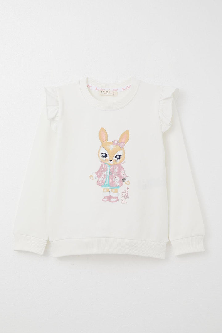 BRE Breeze Girl Child Tracksuit Cute Bunny Printed 3-8 Years, Ecru - Saint-Eustache