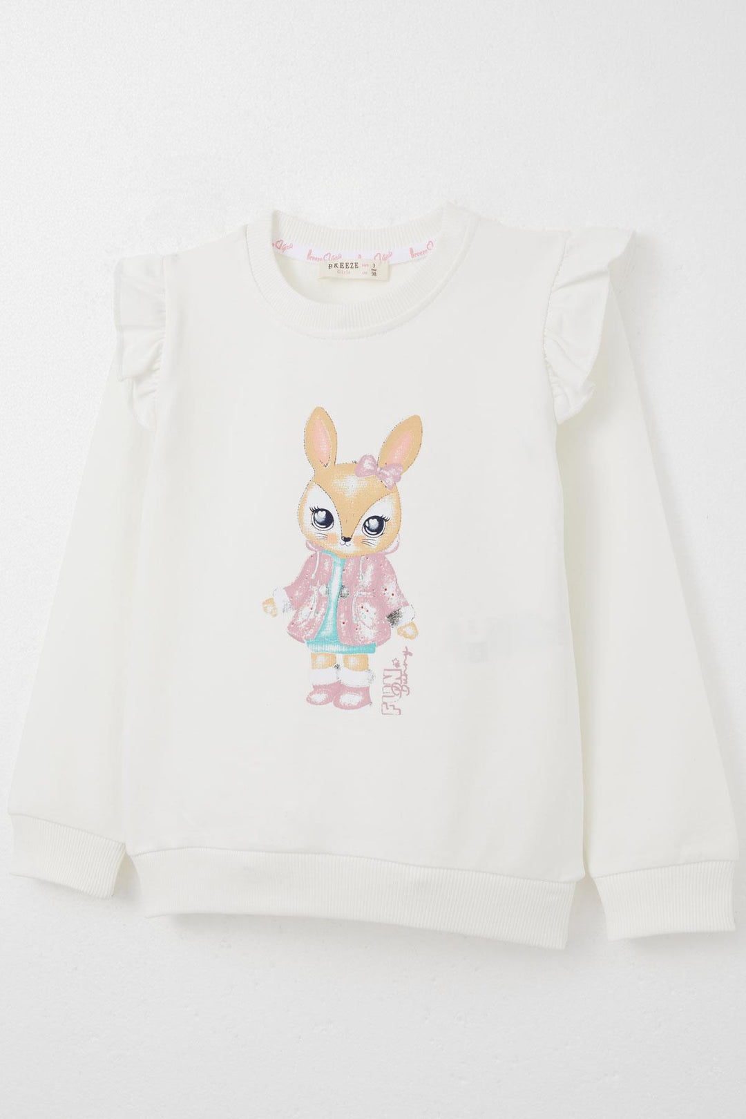BRE Breeze Girl Child Tracksuit Cute Bunny Printed 3-8 Years, Ecru - Saint-Eustache