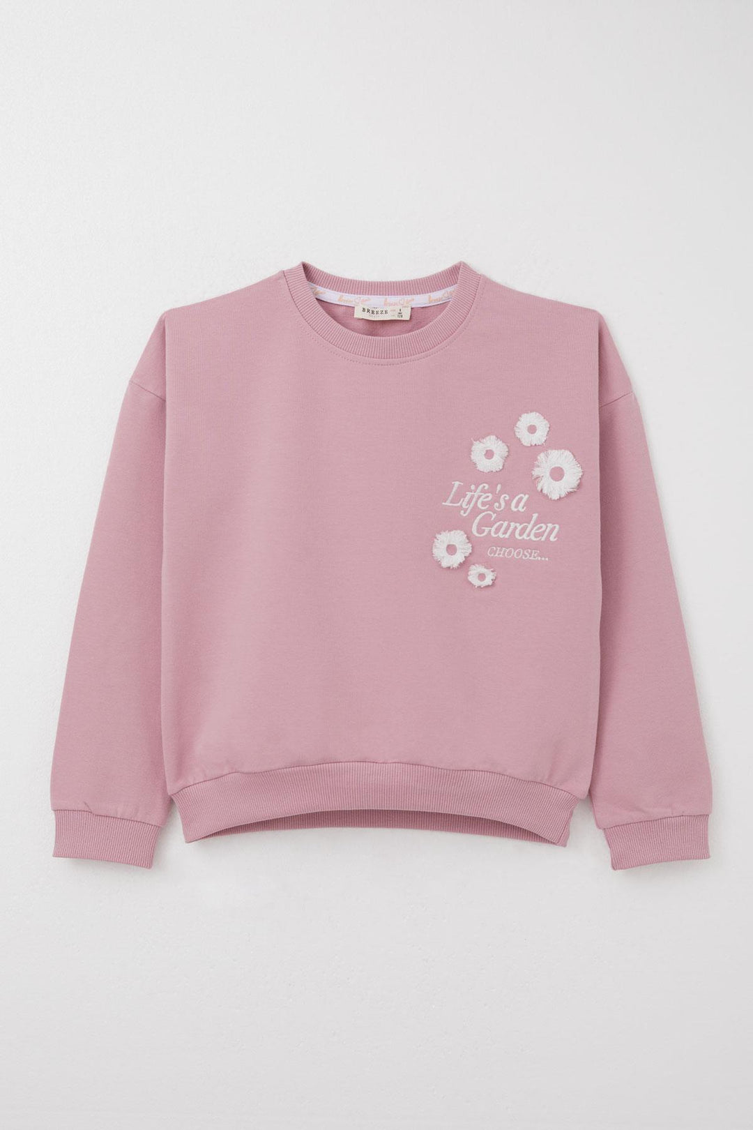 BRE Breeze Girl Child Tracksuit Set Slogan Themed with Tassel Flower Embroidery 4-9 Years, Rose Pink - Stockton-on-Tees