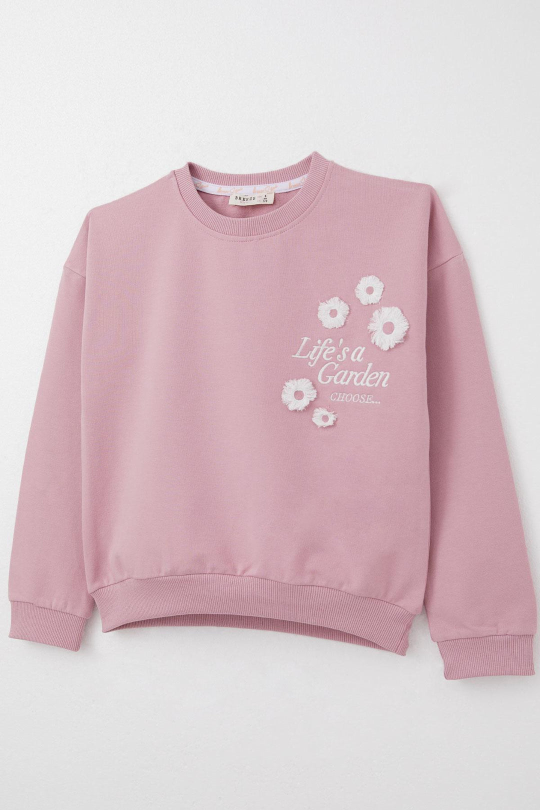 BRE Breeze Girl Child Tracksuit Set Slogan Themed with Tassel Flower Embroidery 4-9 Years, Rose Pink - Stockton-on-Tees