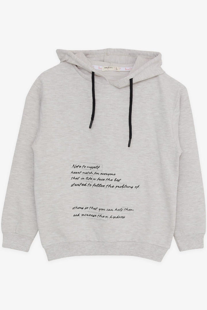 BRE Breeze Girl Child Tracksuit with Rhinestone Printed Hoodie 82 Years, Beige Melange - Culver City