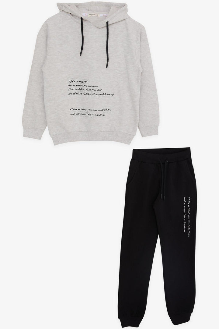 BRE Breeze Girl Child Tracksuit with Rhinestone Printed Hoodie 82 Years, Beige Melange - Culver City
