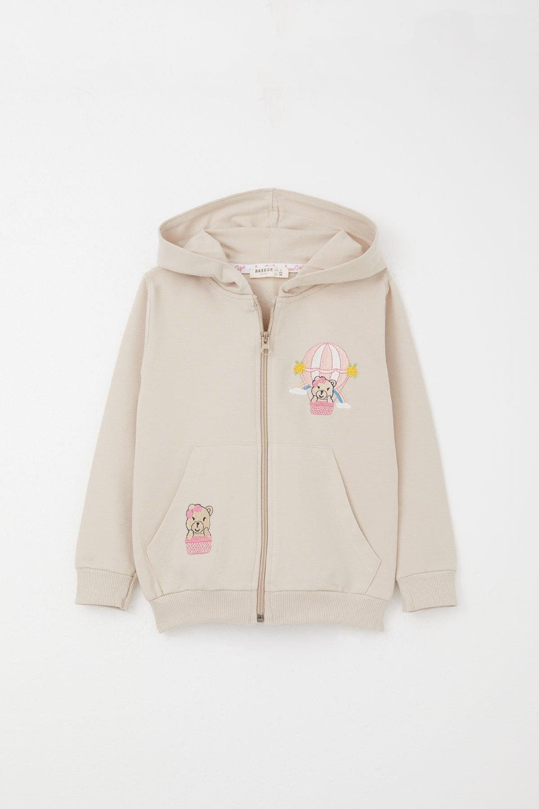 BRE Breeze Girl Child Tracksuit Flying Balloon Teddy Bear Embroidered 1.5-5 Years, Beige - Vawkavysk