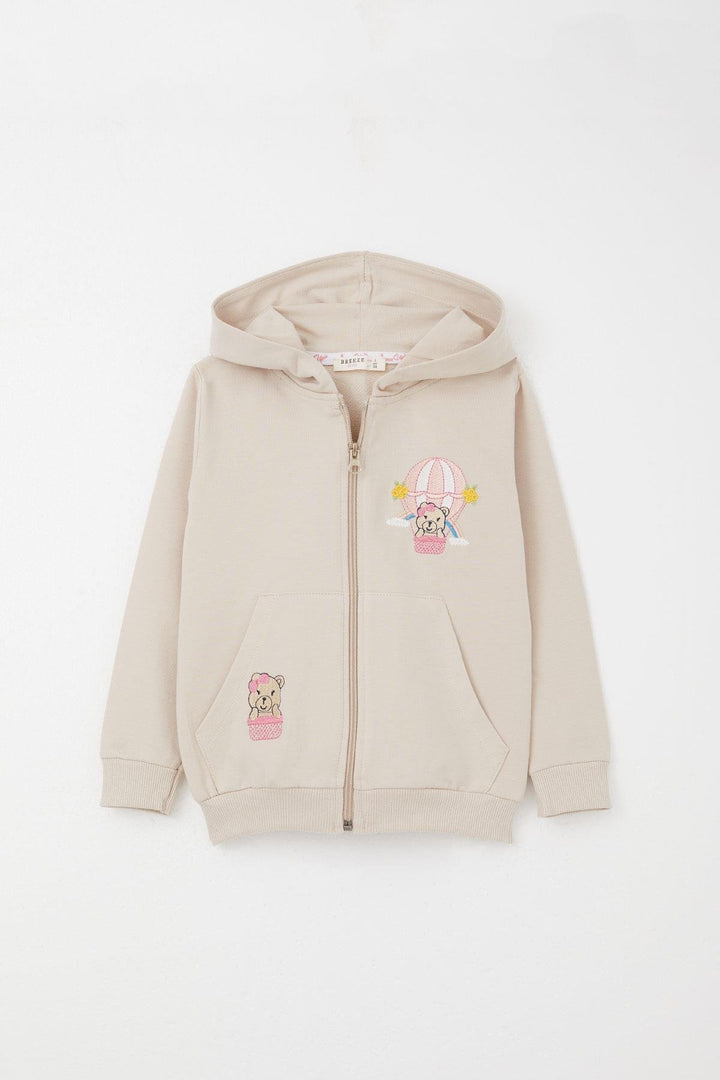 BRE Breeze Girl Child Tracksuit Flying Balloon Teddy Bear Embroidered 1.5-5 Years, Beige - Vawkavysk