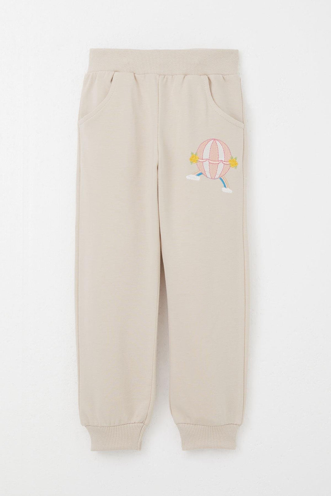 BRE Breeze Girl Child Tracksuit Flying Balloon Teddy Bear Embroidered 1.5-5 Years, Beige - Vawkavysk