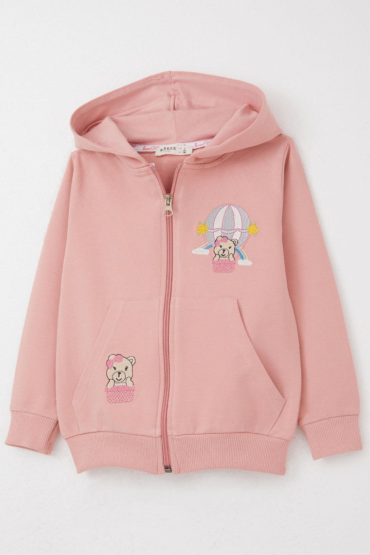 BRE Breeze Girl Child Tracksuit Flying Balloon Embroidered Teddy Bear 1.5-5 Years, Pink - Dunkerque