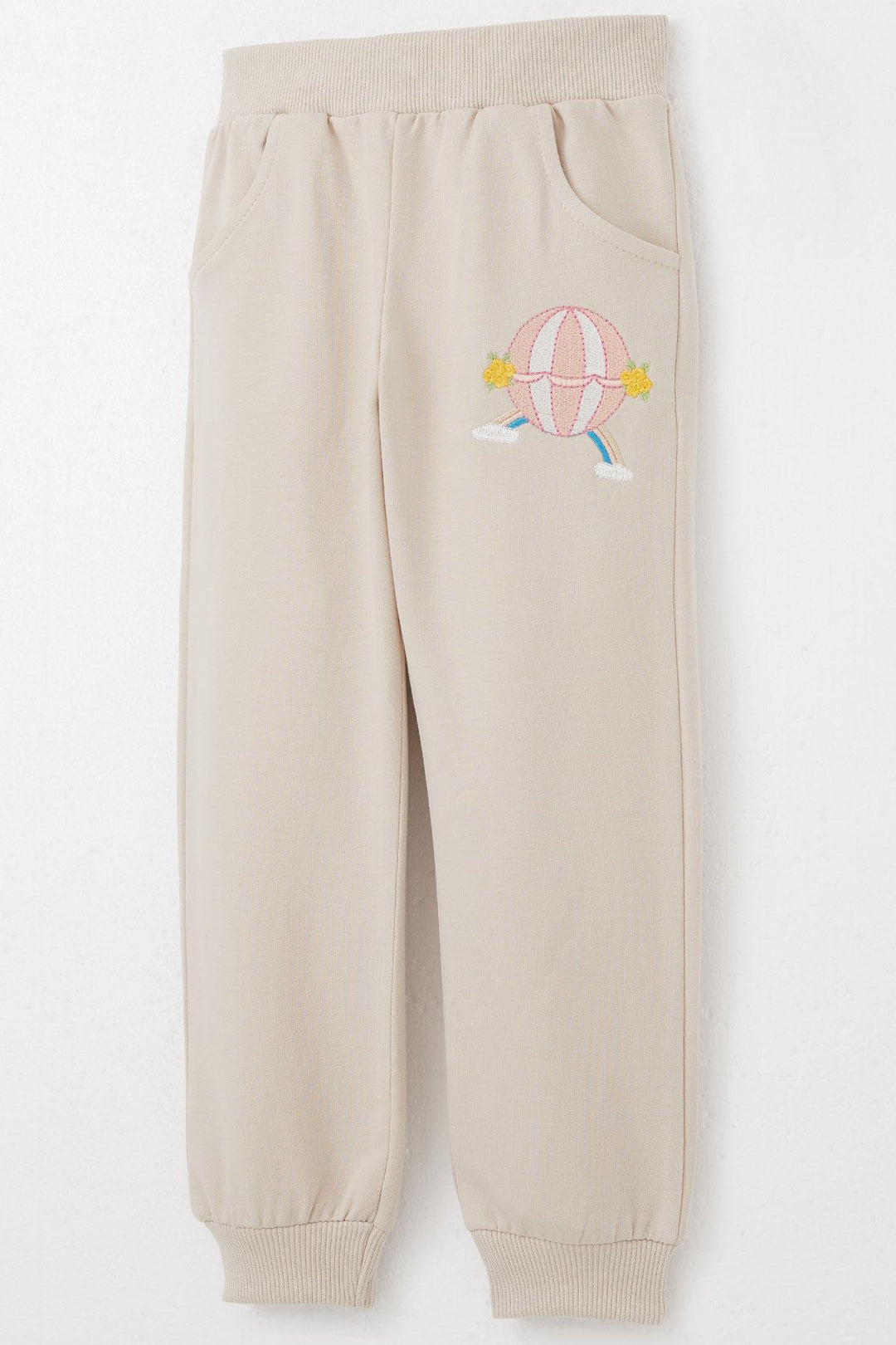 BRE Breeze Girl Child Tracksuit Flying Balloon Teddy Bear Embroidered 1.5-5 Years, Beige - Vawkavysk