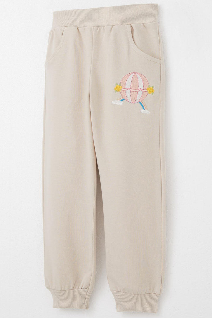 BRE Breeze Girl Child Tracksuit Flying Balloon Teddy Bear Embroidered 1.5-5 Years, Beige - Vawkavysk