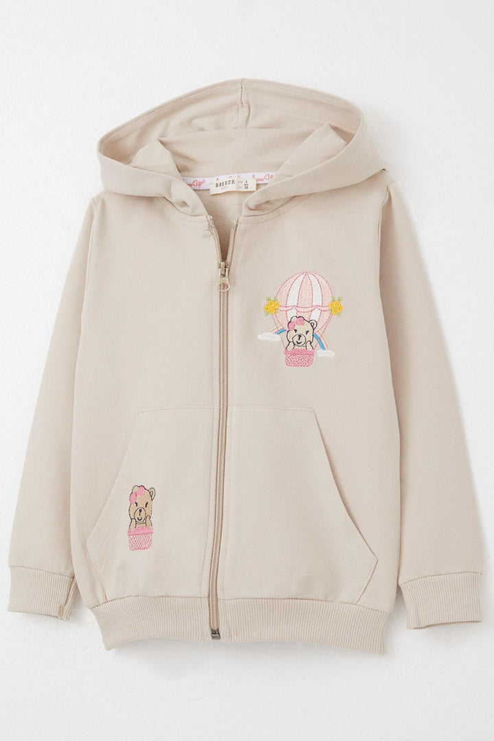 BRE Breeze Girl Child Tracksuit Flying Balloon Teddy Bear Embroidered 1.5-5 Years, Beige - Vawkavysk