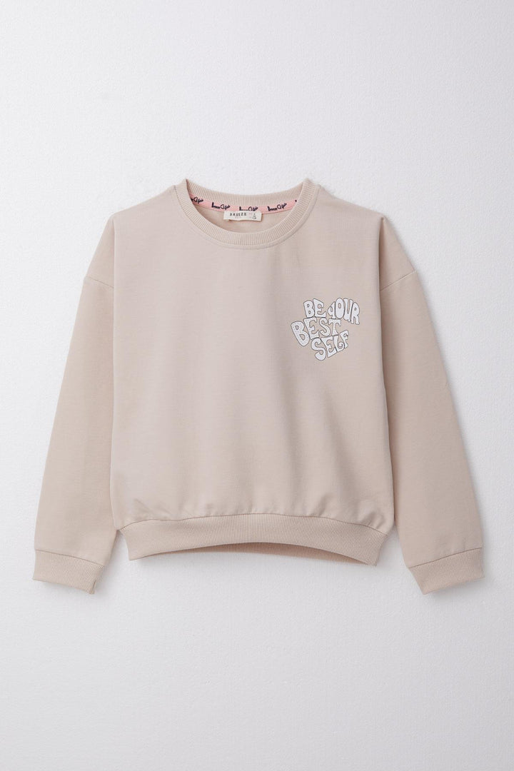BRE Breeze Girl Child Tracksuit Printed with Flower Back 4-9 Years, Beige - Sittingbourne