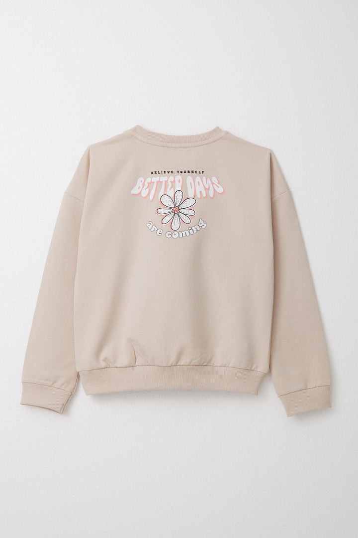 BRE Breeze Girl Child Tracksuit Printed with Flower Back 4-9 Years, Beige - Sittingbourne