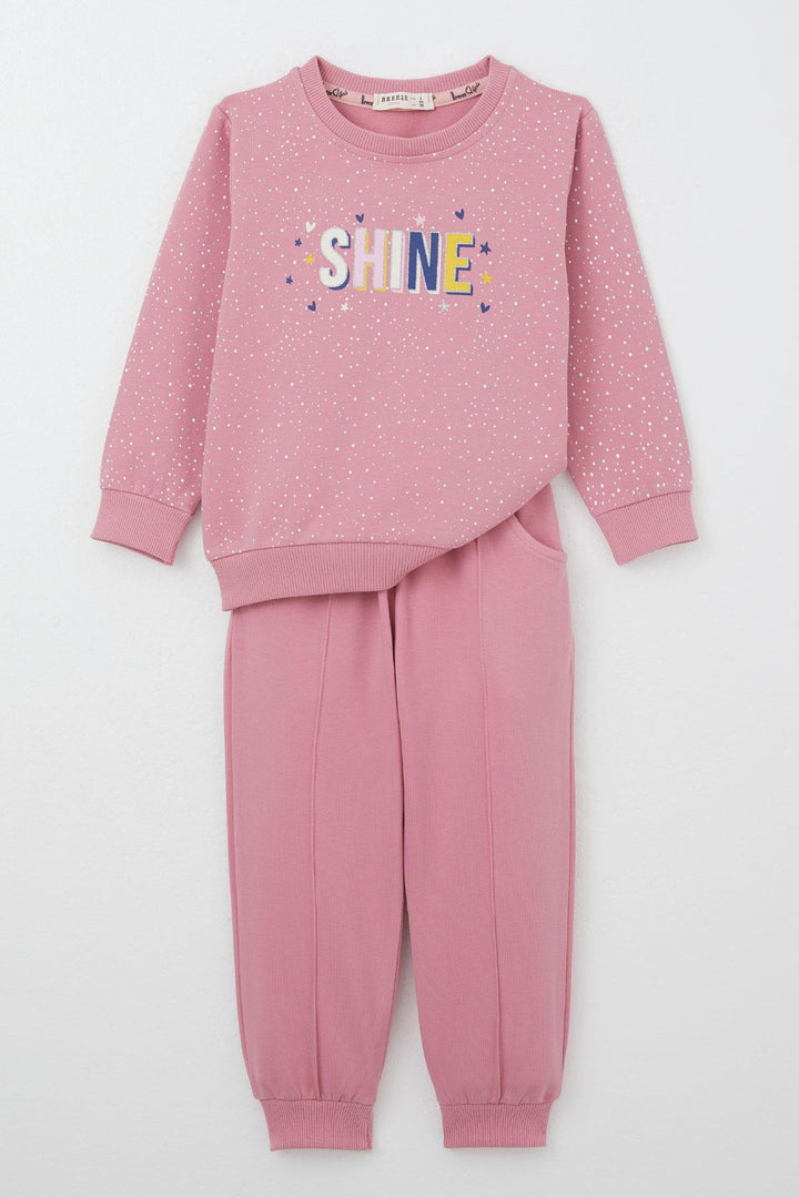 BRE Breeze Girl Child Tracksuit Printed with Heart and Star for 3-7 Years, Pink - Saint-Nazaire