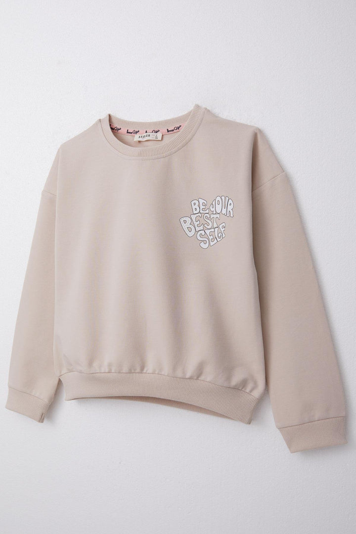 BRE Breeze Girl Child Tracksuit Printed with Flower Back 4-9 Years, Beige - Sittingbourne